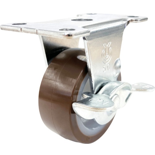 ล้อเลื่อนชนิดจานตายตัว ยูรีเทน เส้นผ่านศูนย์กลางล้อ 75 มม. พร้อมตัวหยุด ประเภท E ประเภท ER-S ขนาดการติดตั้ง 56 x 28