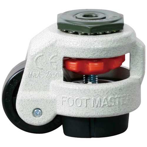 ล้อเลื่อนปรับระดับชนิดสกรู หมุนได้ ไนลอน เส้นผ่านศูนย์กลางล้อ 50 มม.