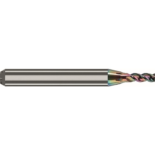 ดอกกัดไมโครเอนด์ 3 ฟลุต สำหรับงานอลูมิเนียม ขนาดเส้นผ่านศูนย์กลาง 2.5 เท่า เคลือบ Carbo+ ความหนา 0.75 มม.