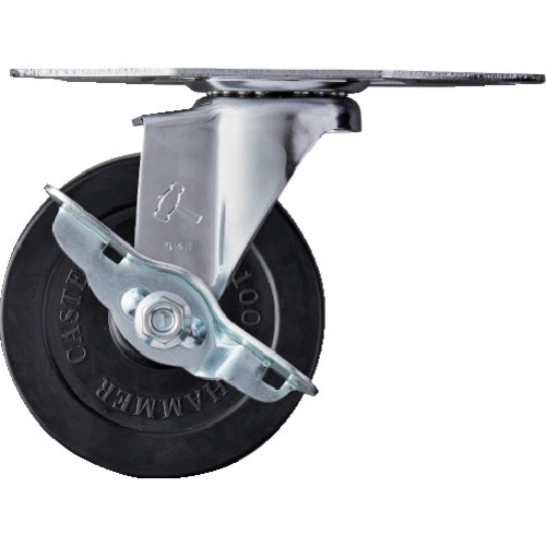 ลูกล้อมุมแบบค้อนแผ่น ล้อยางหมุนได้ 100 มม. พร้อมตัวหยุด