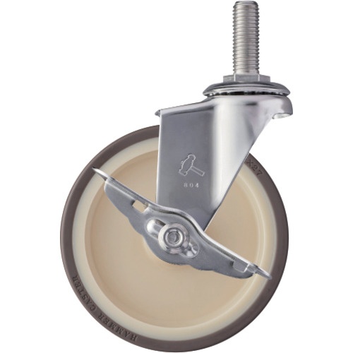 ลูกล้อสเตนเลสสตีล Hammer Screwed Caster ซีรีส์ 320EA (ล้อยูรีเทน อุปกรณ์สแตนเลส) เส้นผ่านศูนย์กลางล้อ 125 มม. พร้อมตัวหยุดหมุน