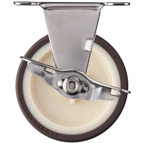 ล้อยูรีเทนแบบคงที่ Hammer E Series สเตนเลสสตีลทั้งหมด (ล้อไนลอน) 100 มม. พร้อมตัวหยุด