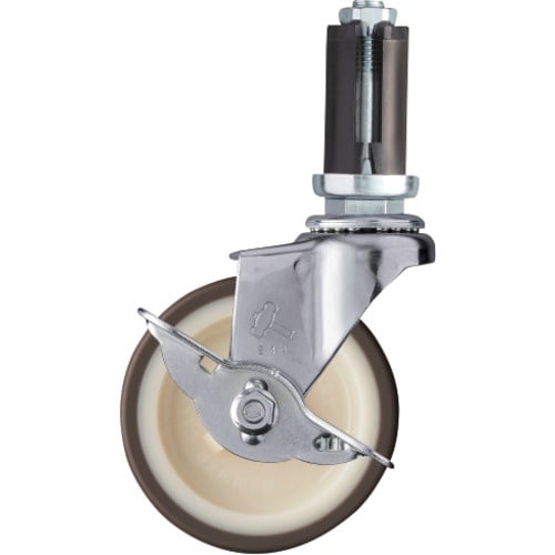 ค้อน, ลูกล้อสอดท่อ, ข้อต่อหมุน (พร้อมตัวหยุด), เส้นผ่านศูนย์กลางล้อ 75 มม., ล้อยูรีเทน (ล้อไนลอน), สำหรับ φ22-24