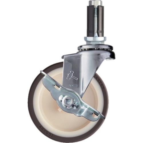 ค้อน, ลูกล้อสอดท่อ, ข้อต่อหมุน (พร้อมตัวหยุด), เส้นผ่านศูนย์กลางล้อ 100 มม., ล้อยูรีเทน (ล้อไนลอน)