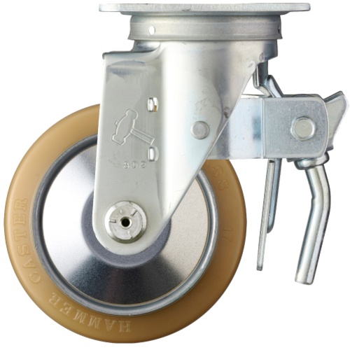 ล้อยูรีเทนหมุนค้อน (ล้อเหล็ก ลูกปืนลูกกลิ้ง) 125 มม. Total Lock