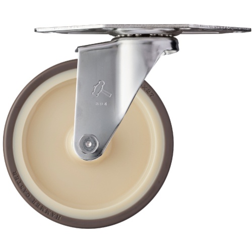 Hammer E ล้อยูรีเทนหมุนมุมสแตนเลสทั้งหมด (ลูกปืนลูกกลิ้ง) 125 มม.