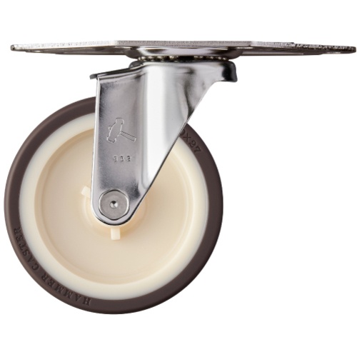 Hammer E ล้อยูรีเทนหมุนมุมสแตนเลสทั้งหมด (ล้อไนลอน) 100 มม.