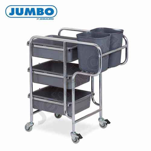 รถเข็นเก็บจานเหล็กชุบโครเมียม แบรนด์ JUMBO