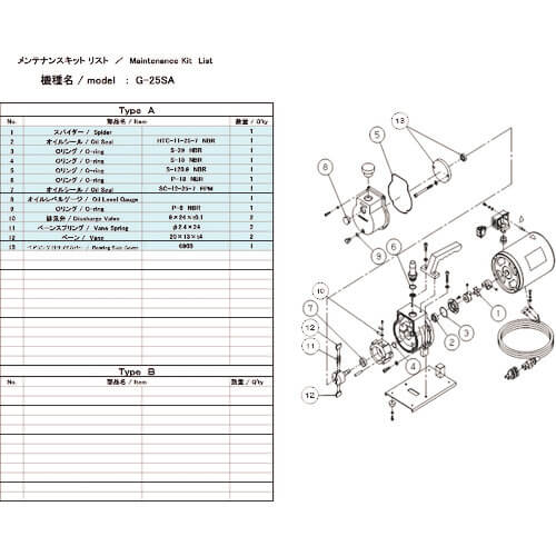 Maintenance Kit for Vacuum Pump