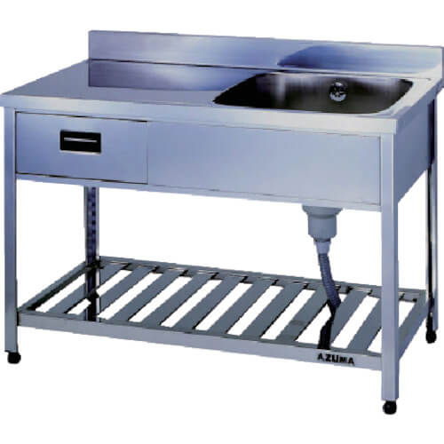 Single-basin Sink with Drainboard & Drawers 1อัน