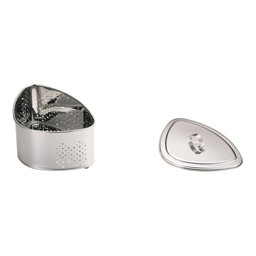 มุมสามเหลี่ยมสแตนเลสต้านเชื้อแบคทีเรีย 18-0 พร้อมฝาปิด