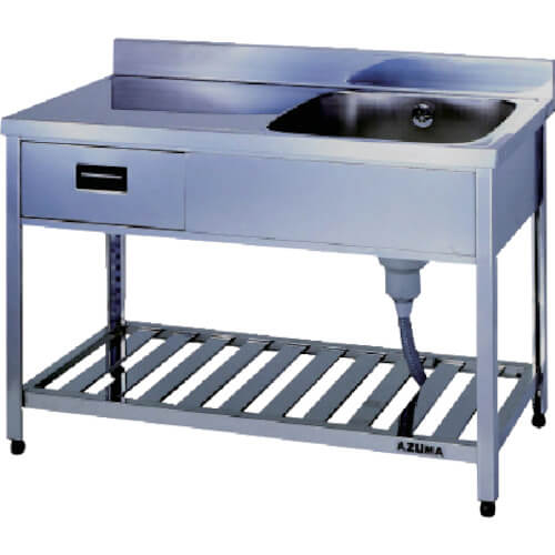 Single-basin Sink with Drainboard & Drawers 1อัน