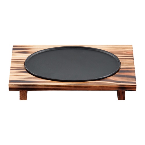 จานชามทรงวงรีเครื่องเหล็กนัมบุ (พร้อมฐานไม้)