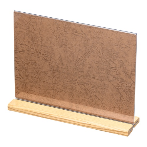 ชั้นวางเมนูขาไม้สีธรรมชาติ