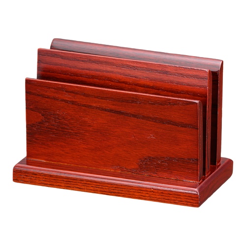 ชั้นวางเมนูไม้ทรงสูงรูปตัว W สีน้ำตาล