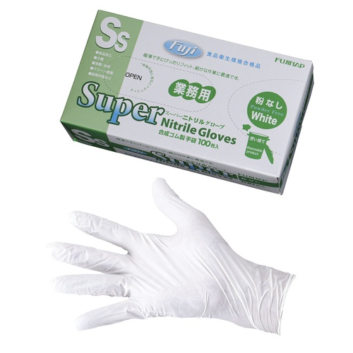 ถุงมือไนไตรล์ ฟูจิ ซูเปอร์ สีขาว (ไม่มีแป้ง)