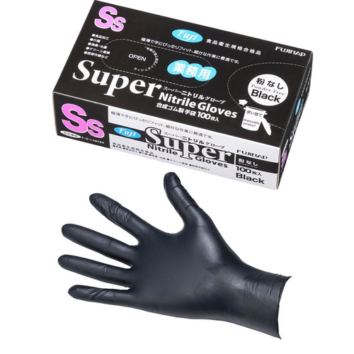 ถุงมือฟูจิ ซุปเปอร์ไนไตรล์ สีดำ (ไม่มีแป้ง)