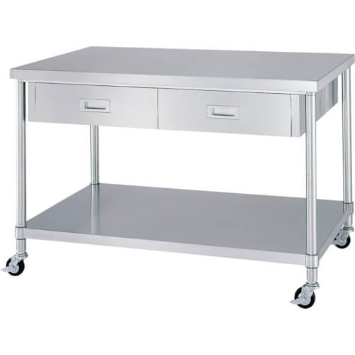 Stainless Steel Table with Drawers on Both Sides 1อัน
