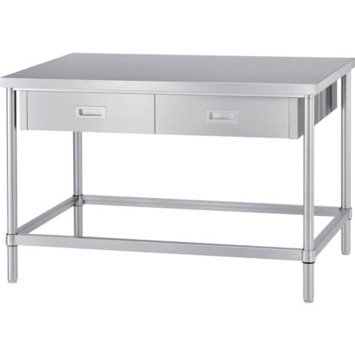 Stainless Steel Table with Drawers on Both Sides 1อัน