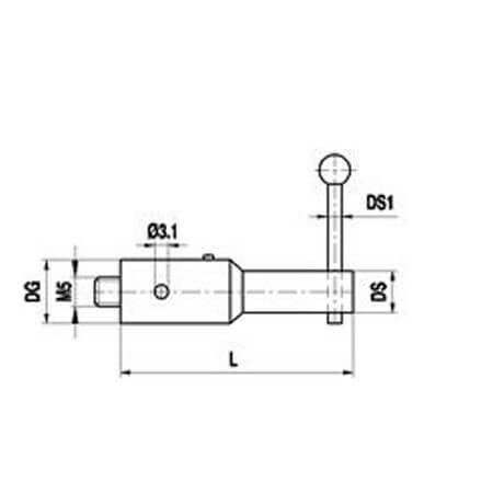 M5 stainless steel, 90° stylus holder, L 40 mm, for Zeiss applications