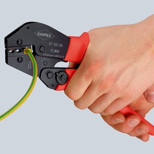 คีมย้ำหัวสาย, เหมาะสำหรับการใช้งานแบบสองมือด้วย แบรนด์ KNIPEX