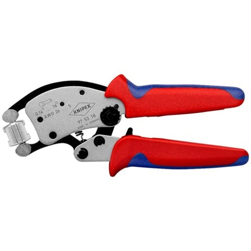 คีมเข้าหัวปลายปลอก, พร้อมปลอกย้ำแบบสี่เหลี่ยมคางหมู แบรนด์ KNIPEX