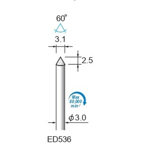 Diamond Plated Points #120 φ3.1×2.5×φ3.0 ∠60°