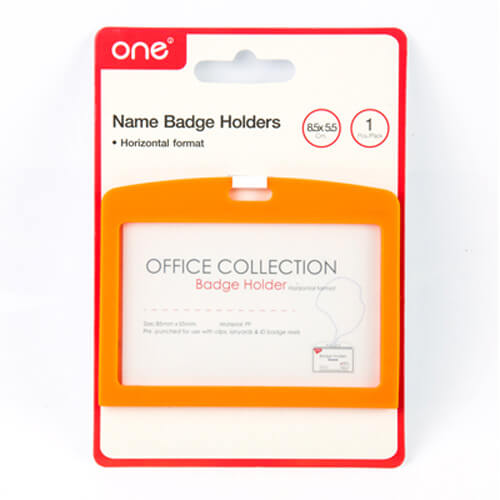 ซองป้ายชื่อพลาสติกแนวนอน 8.5 x 5.5 ซม. ส้ม ONE 21427801