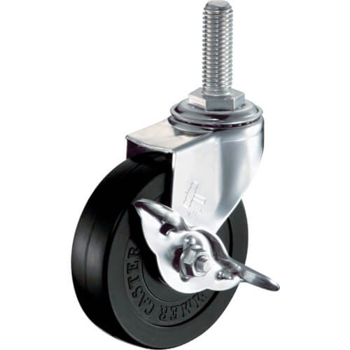 Threaded Type Caster  (rubber wheel/stainless steel metal fittings)