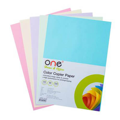 กระดาษสีถ่ายเอกสารชุด B ม่วง เขียว ชมพู ฟ้า ครีม ONE
