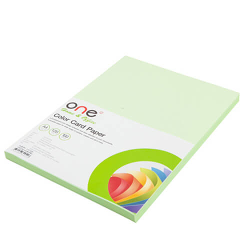 กระดาษการ์ดสี A4 120 แกรม เขียว (แพ็ค100แผ่น) ONE