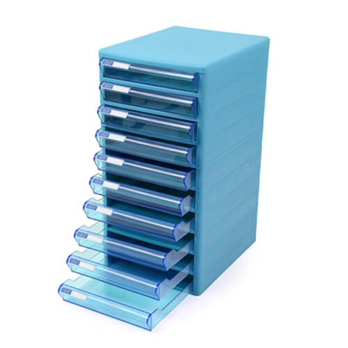 ตู้เอกสาร 10 ชั้น โครงฟ้าลิ้นชักฟ้าใส ออร์ก้า TCB-10