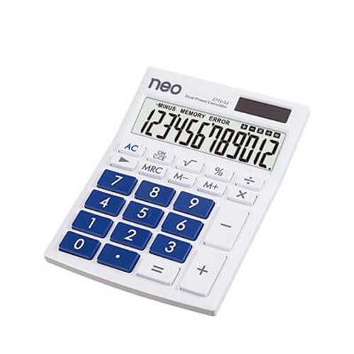 เครื่องคิดเลข 12 หลัก น้ำเงิน-ขาว นีโอ 2771-12