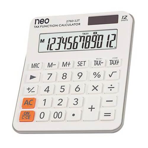 เครื่องคิดเลข 12 หลัก ขาว นีโอ 2760-12T