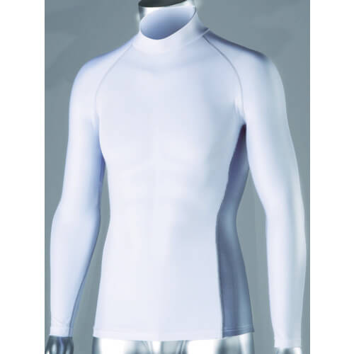 เสื้อเชิ้ตคอสูงแขนยาวผ้ายืดระงับกลิ่นกายเย็นสบาย สีขาว LL