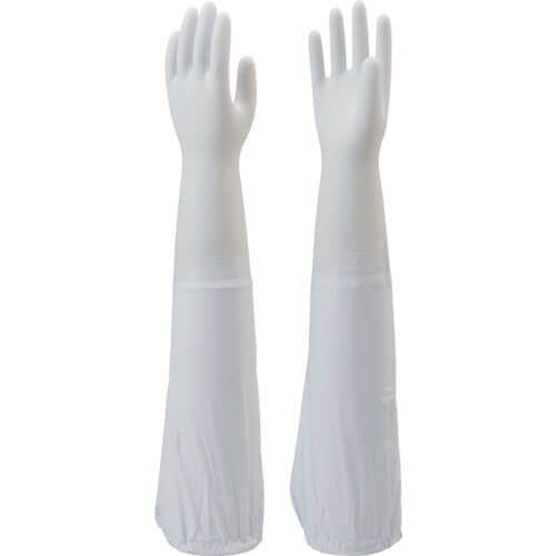 ถุงมือแบบบางมีปลอกแขน No240 สีขาว ไซส์ M