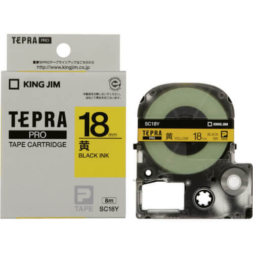 เทปพิมพ์อักษร TEPRA PRO Pastel Color Label 18mm (Yellow Tape / Black Ink)