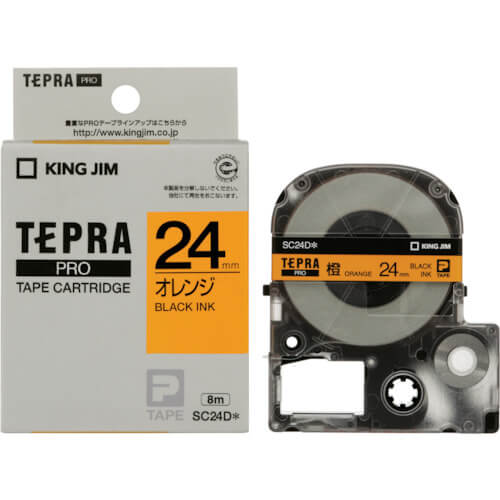 เทปพิมพ์อักษร TEPRA PRO Pastel Color Label 24mm (Orange Tape / Black Ink)