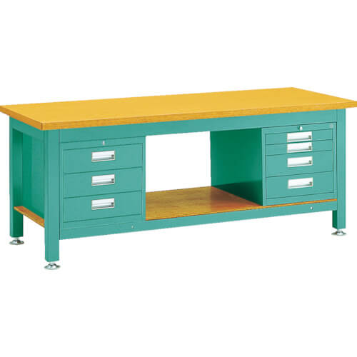 Heavy-Duty Workbench c/w 3 4 Cabinets