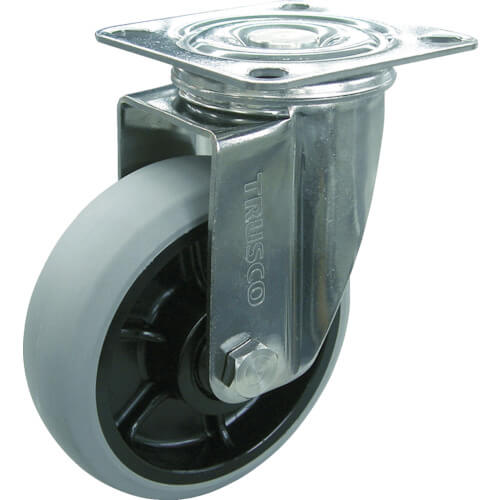 Plate Type Caster (nylon wheel urethane tire/stainless steel fittings)  Flexible