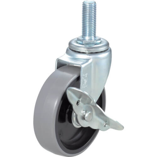 Threaded Type Caster (nylon wheel urethane tire)  With flexible stopper